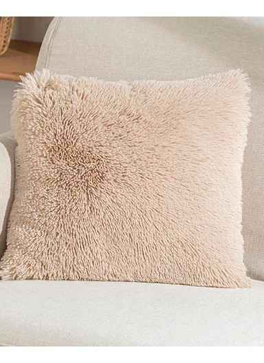 Fluffy Plush Cushion Cover 45x45 cm Beige
