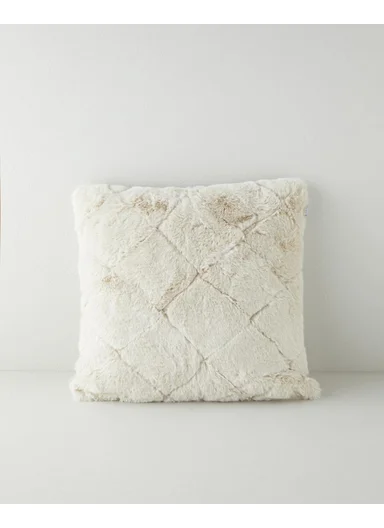 Soft Touch Rabbit Plush Cushion Cover Powder 45x45 cm Beige