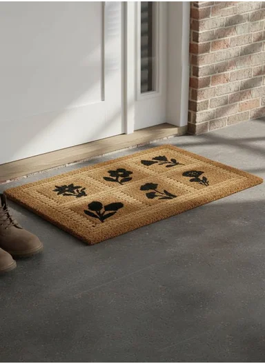 45x90cm Engraving Coir Flower Doormat &amp; Liner ZD1036