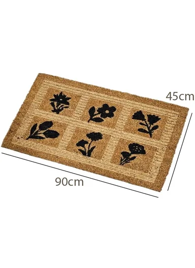45x90cm Engraving Coir Flower Doormat &amp; Liner ZD1036