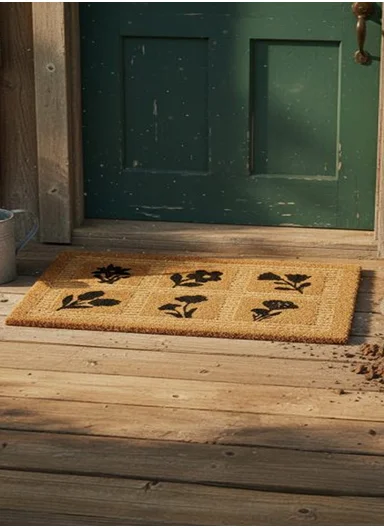45x90cm Engraving Coir Flower Doormat &amp; Liner ZD1036