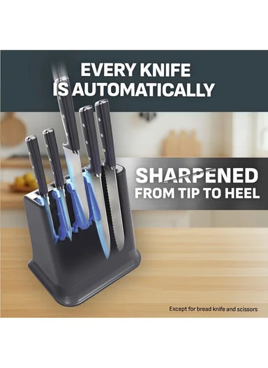 5-Pcs Self-Sharpening Knife Block Set, Stainless Steel Kitchen Knives with Patented Sharpening System K297S644