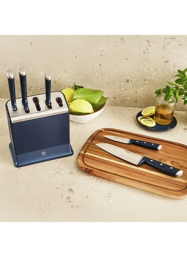 5-Pcs Self-Sharpening Knife Block Set, Stainless Steel Kitchen Knives with Patented Sharpening System K297S644