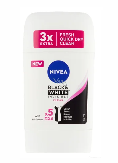 Black &amp; White Invisible Clear Anti-Perspirant Stick for Women 50ml