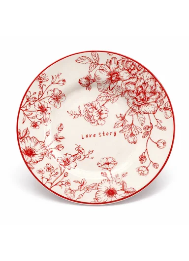 1 Piece 190ml Patern Design Ceramic Tea Cup Withe 1 Piece Saucer-Red