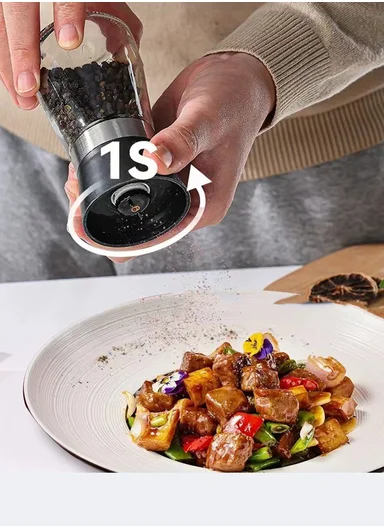 200ml Tall Manual Grinder With Stainless Steel Top (D6 x H18)cm - Yellow