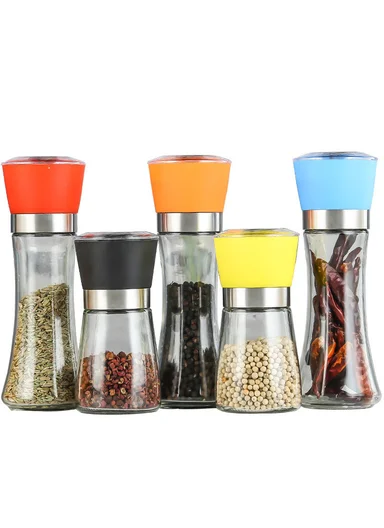 200ml Tall Manual Grinder With Stainless Steel Top (D6 x H18)cm - Yellow