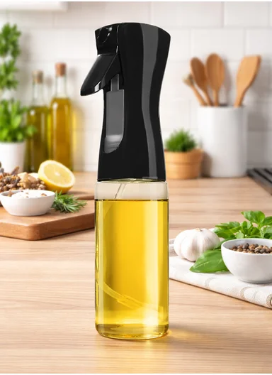 220ml Transparent Powerful Oil Sprayer Bottle (D6 x H22)cm - Black
