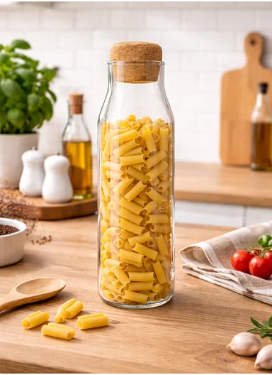 1030ML Glass Food Storage Container With Natural Cork Round Lid (D7 x H27)cm 