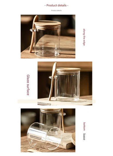 750ML Glass Storage Jar With Wooden Lid &amp; Spoon (D9.5 x H12)cm 