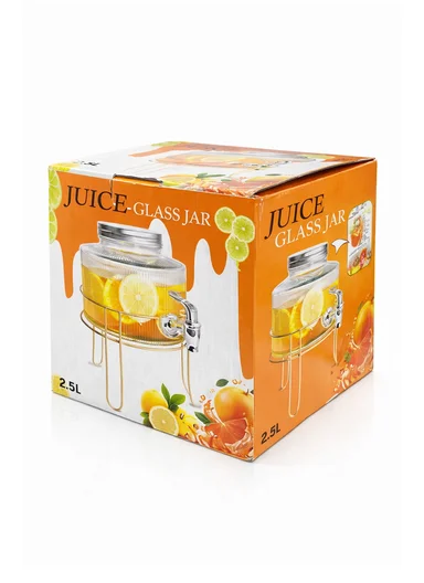 2.5L Premium Glass Beverage Dispenser With Tap &amp; Metal Stand - Gold