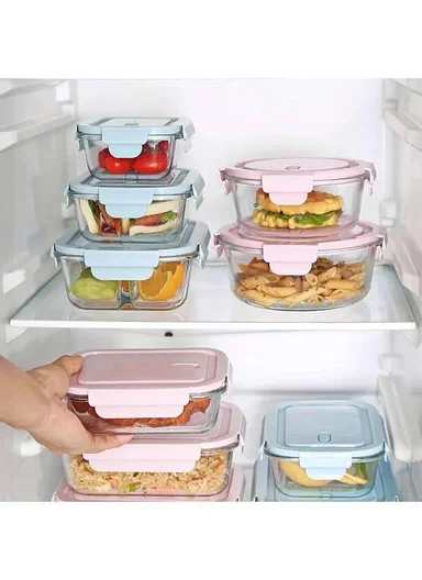 800ml Borosilicate Glass Bowl with Lid Bx2001 (W15 x D15 x H7)cm- Green