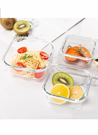 800ml Borosilicate Glass Bowl with Lid Bx2001 (W15 x D15 x H7)cm- Green