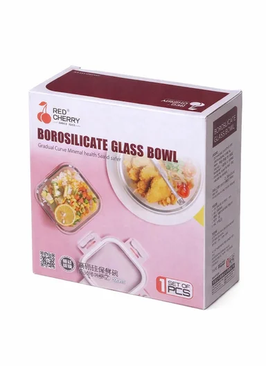 800ml Borosilicate Glass Bowl with Lid Bx2001 (W15 x D15 x H7)cm- Green