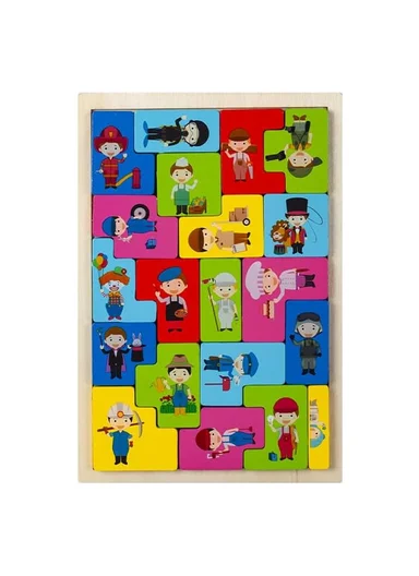 Occupation Educational Wooden Russian Puzzle Board, Learning Toy for Kids 3+Years