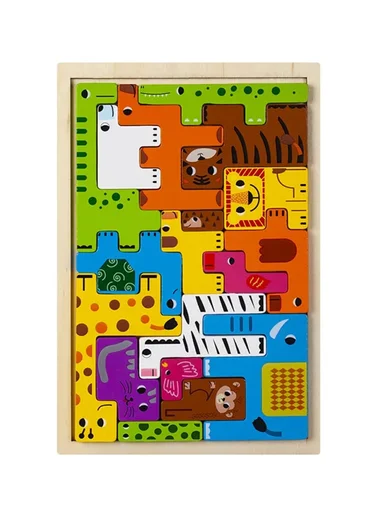 Animals Educational Wooden Russian Puzzle Board, Learning Toy for Kids 3+Years