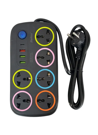 Power Board 10 Ways With USB &amp; Type C Ports Black