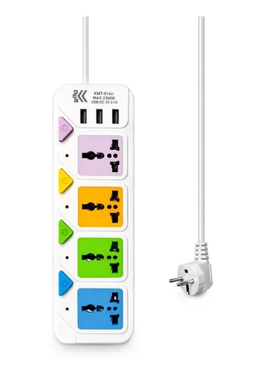 Power Board 7 Ways With Switch White 2300W