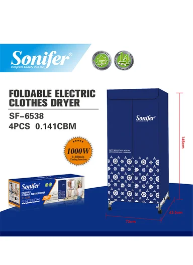 1000W Foldable Electric Clothes Dryer with Timer &amp; Overheat Protection SF-65383