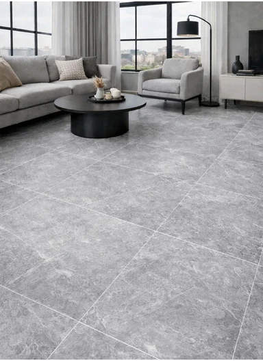 28Pcs Pietra Marble Pattern Waterproof PVC Self-Adhesive Floor Tile Sticker 88003 (L60 × W60)cm - Grey