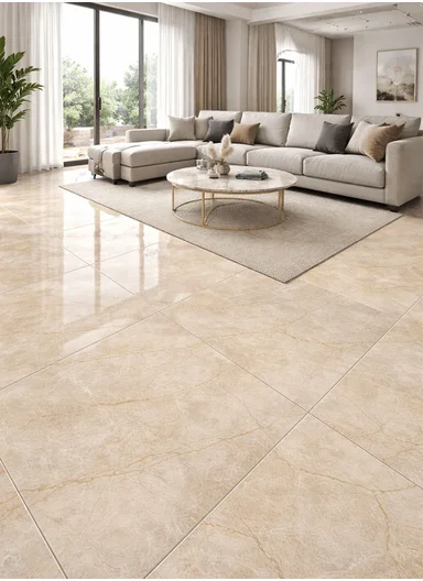 28Pcs Marble Vein Pattern Waterproof PVC Self-Adhesive Floor Tile Sticker 88006 (L60 × W60)cm - Light Beige