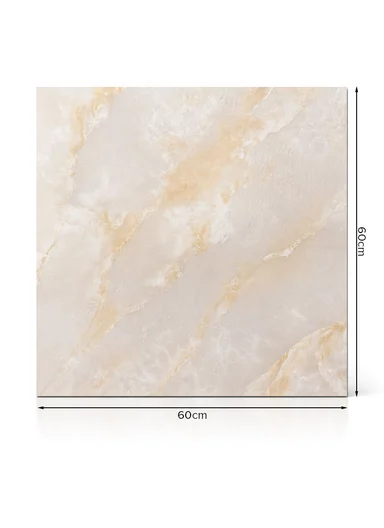 28Pcs Golden Onyx Marble Design Waterproof PVC Self-Adhesive Floor Tile Sticker 88009 (L60 × W60)cm - Cream