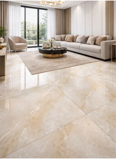 28Pcs Golden Onyx Marble Design Waterproof PVC Self-Adhesive Floor Tile Sticker 88009 (L60 × W60)cm - Cream
