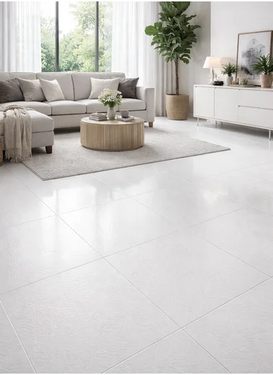 28Pcs Simple Marble Design Waterproof PVC Self-Adhesive Floor Tile Sticker 88014 (L60 × W60)cm - White