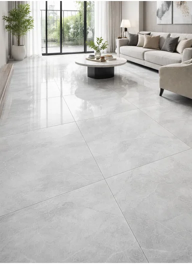 28Pcs Cloudy Veins Marble Pattern Waterproof PVC Self-Adhesive Floor Tile Sticker 88022 (L60 × W60)cm - Light Grey
