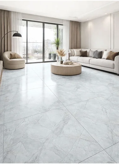 28Pcs Carrara Marble Pattern Waterproof PVC Self-Adhesive Floor Tile Sticker 88028 (L60 × W60)cm - Blue