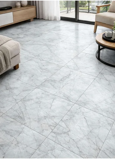 28Pcs Carrara Marble Pattern Waterproof PVC Self-Adhesive Floor Tile Sticker 88028 (L60 × W60)cm - Blue