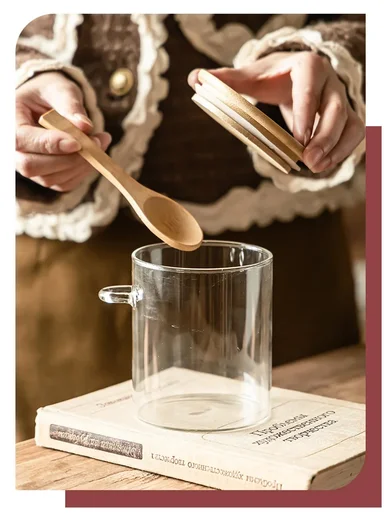 980ML Glass Storage Jar With Wooden Lid &amp; Spoon (D9.5 x H16)cm 