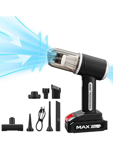 12V 10000Pa 50000rpm 2-In-1 Portable Handheld Cordless Car Vacuum &amp; Blower with 6000mAh Battery, 7 Suction/Blowing Accessories &amp; Intelligent Noise Reduction Feature for Car, Home, Office &amp; Pets MD-A3