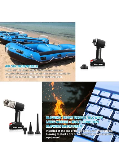 12V 10000Pa 50000rpm 2-In-1 Portable Handheld Cordless Car Vacuum &amp; Blower with 6000mAh Battery, 7 Suction/Blowing Accessories &amp; Intelligent Noise Reduction Feature for Car, Home, Office &amp; Pets MD-A3