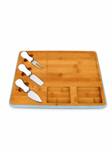 Cheese Cutting &amp; Serving Set 3 Knives with Bamboo Board SK-9313