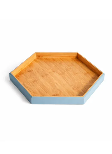 Hexagonal Bamboo Serving Tray, White Frame - SK-9412