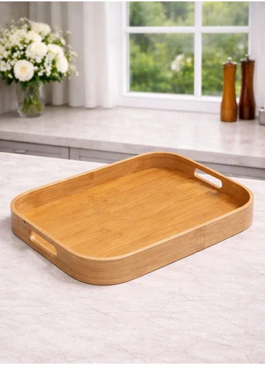 Rectangular Bamboo Serving Tray Blue Frame SK-9072
