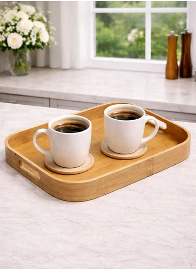 Rectangular Bamboo Serving Tray Blue Frame SK-9072