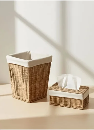 2-Pcs Tissue Box Cover, Modern Design, Fits Standard Tissue Boxes SK973 - Beige