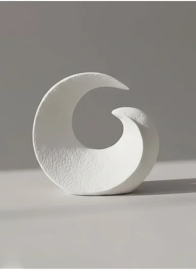 Modern Abstract Wave Sculpture 21cm, Textured White Decorative Accent SK871