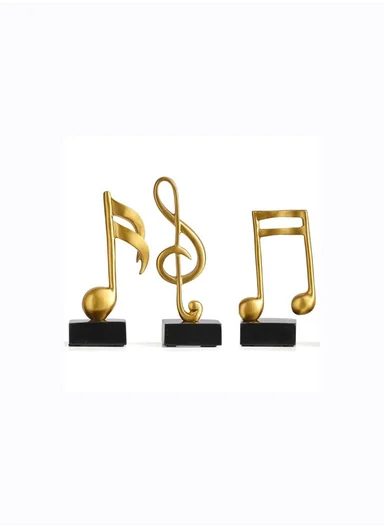 3-Piece Music Note Resin Sculptures, Elegant Home &amp; Office Décor SK906G - Gold