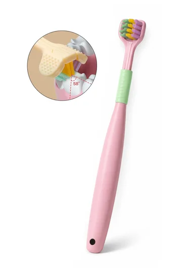 Children’s 360° Three-Sided Soft Bristle Toothbrush with Tongue Scraper, Macaron Design, Oral Care for Ages 4–12 Years - Somo
