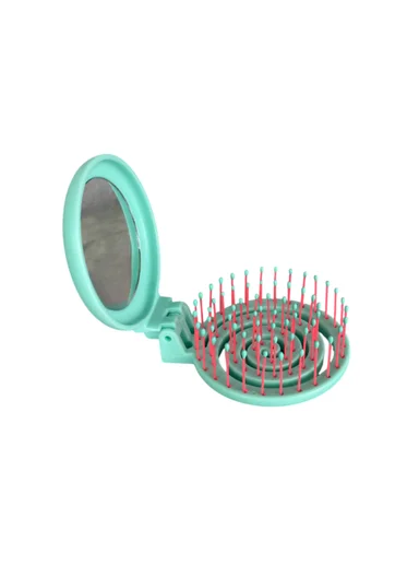 Nascita Foldable Pocket Hair Brush With Mirror Green NASFPRO00051GR