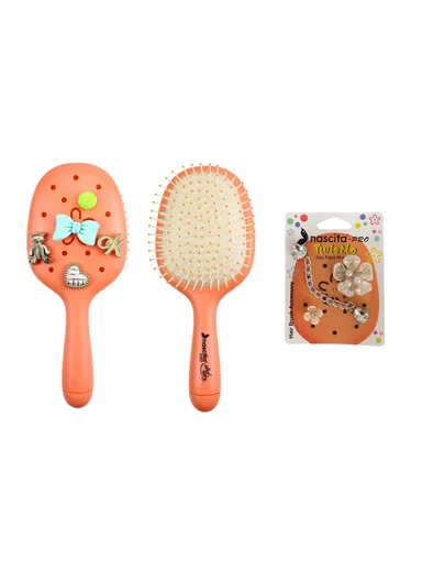 Nascita Twistlo Hair Brush With Cute Accessories Salmon NASFPRO00059