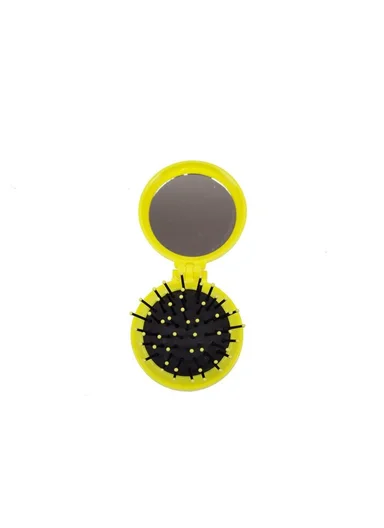 Nascita Compact Foldable Hair Brush With Mirror Yellow NASFBRGM0040