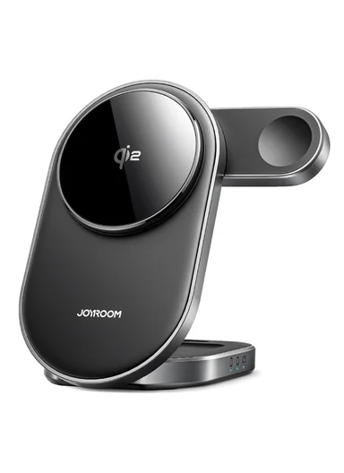 3 in 1 Magnetic Wireless Charger for Iphone / Airpods / Apple Watch Foldable 15W Fast Charging Station - Black