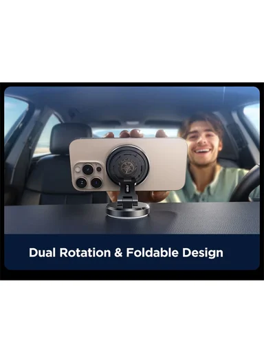 15W Magnetic Car Phone Holder Charger with Rotating Charging Pad, Fast Wireless Charging Magnetic Phone Mount JR-ZS423