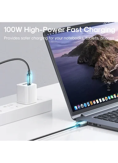 1.2m 100W Unlimited Series 3A Fast Charging Data Cable Type-C to Type-C S-A12 -Black