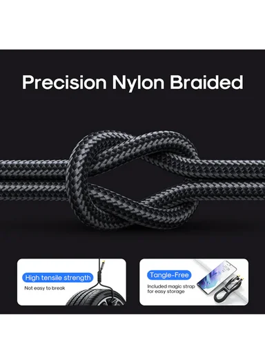 1.2m 100W Unlimited Series 3A Fast Charging Data Cable Type-C to Type-C S-A12 -Black