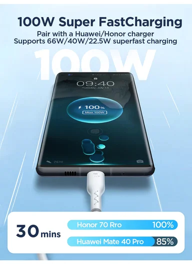 1m Flash Series 100W Fast Charging Data Cable USB-A to Type-C S-A26 - Black